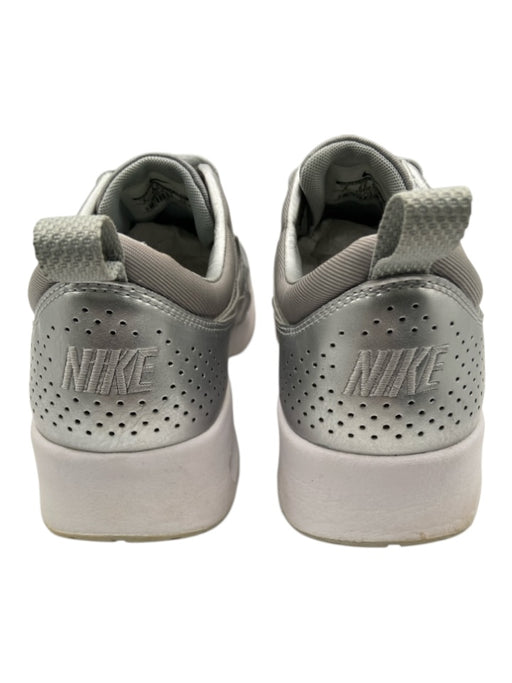 Nike Shoe Size 9 Silver & White Leather Perforated lace up Metallic Sneakers Silver & White / 9