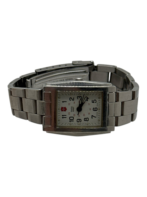 Victorinoix Silver & White Stainless steel Chain Band Square Face Watches Silver & White