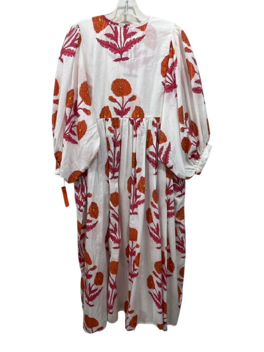 Maison Marigold Size XS/S White, Orange & Pink Cotton Floral Tie V Neck Dress White, Orange & Pink / XS/S