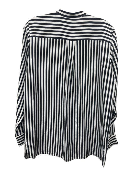 Everlane Size 6 Black & White Silk Long Sleeve Striped Button Front Top Black & White / 6