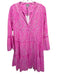 Juliet Dunn Size 1 Pink, White, Silver Cotton Blend Long Sleeve Tiered Dress Pink, White, Silver / 1