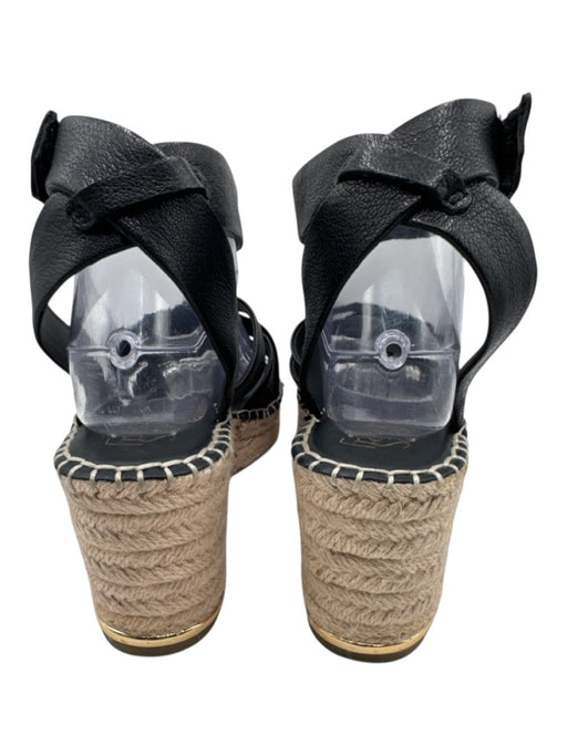 Franco Sarto Shoe Size 9 Black & Beige Leather Upper Criss Cross Espadrille Black & Beige / 9