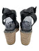 Franco Sarto Shoe Size 9 Black & Beige Leather Upper Criss Cross Espadrille Black & Beige / 9