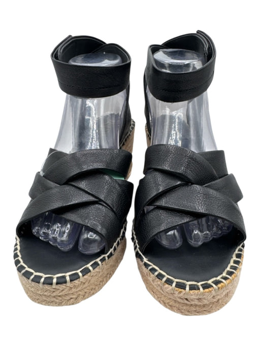 Franco Sarto Shoe Size 9 Black & Beige Leather Upper Criss Cross Espadrille Black & Beige / 9