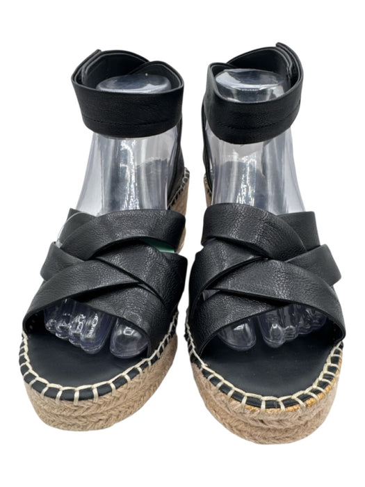 Franco Sarto Shoe Size 9 Black & Beige Leather Upper Criss Cross Espadrille Black & Beige / 9