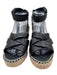 Franco Sarto Shoe Size 9 Black & Beige Leather Upper Criss Cross Espadrille Black & Beige / 9