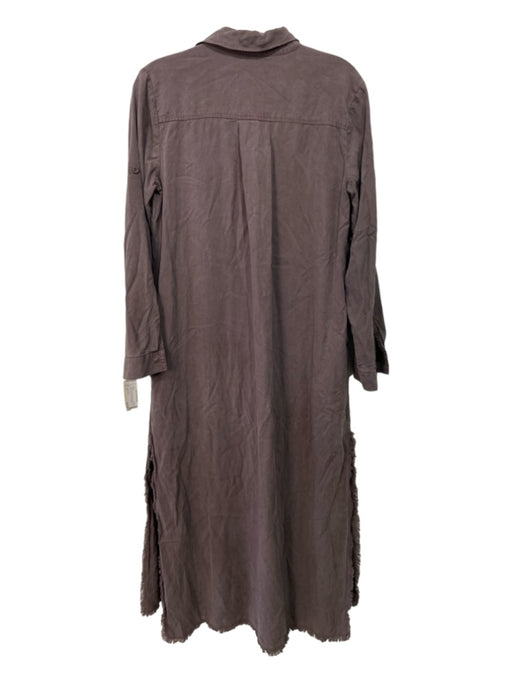 Cloth & Stone Size S Brown Tencel Collared Button Up Long Sleeve Midi Dress Brown / S