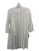 Sezane Size 38 White Cotton Lace Overlay Back Keyhole 3/4 Sleeve Tiered Dress White / 38