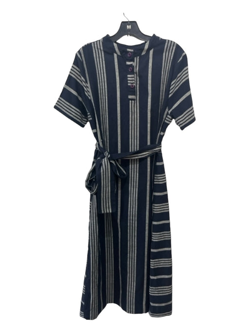 Ace & Jig Size M navy & gray Cotton Striped Round Neck Short Sleeve Maxi Dress navy & gray / M