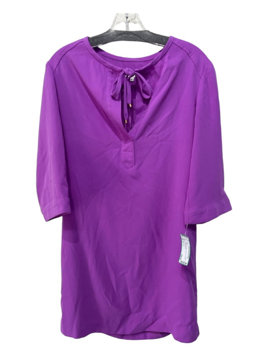 Trina Turk Size 6 Purple Polyester V Neck 3/4 Sleeve Shift Dress Purple / 6