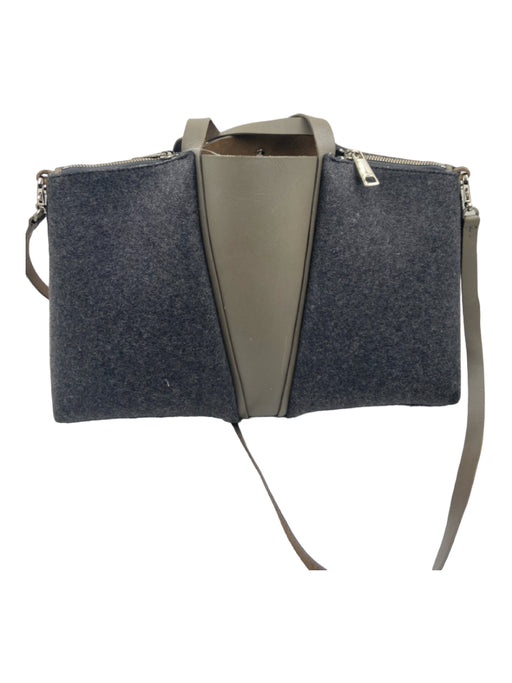 Orciani Gray & Taupe Wool & leather Felted Wool Top Strap Double Zipper Bag Gray & Taupe / M