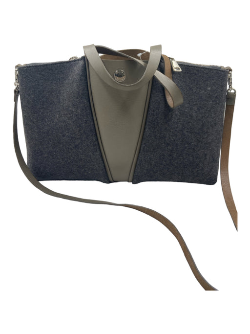 Orciani Gray & Taupe Wool & leather Felted Wool Top Strap Double Zipper Bag Gray & Taupe / M