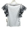 Veronica Beard Size XS White & Navy Cotton Ruffle Cap Sleeve Eyelet Top White & Navy / XS