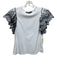 Veronica Beard Size XS White & Navy Cotton Ruffle Cap Sleeve Eyelet Top White & Navy / XS