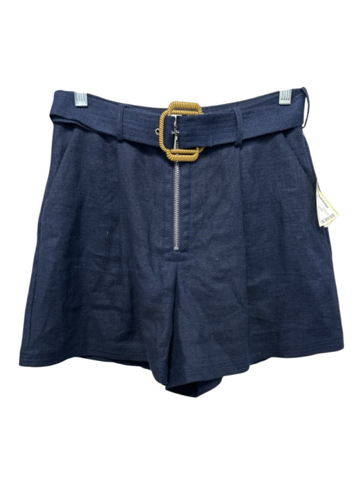 Ramy Brook Size 0 Navy Blue Ramie Zip Fly Pleated Shorts Navy Blue / 0