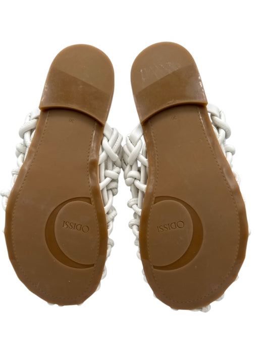 Odissi Shoe Size 36 White Leather Knot Strappy Mule Sandals White / 36