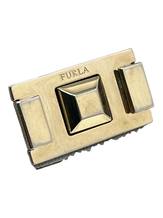 Furla Gray & Gold Pebble Leather Gold hardware Chain Strap Flap Top Bag Gray & Gold / S
