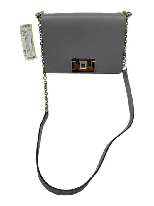 Furla Gray & Gold Pebble Leather Gold hardware Chain Strap Flap Top Bag Gray & Gold / S