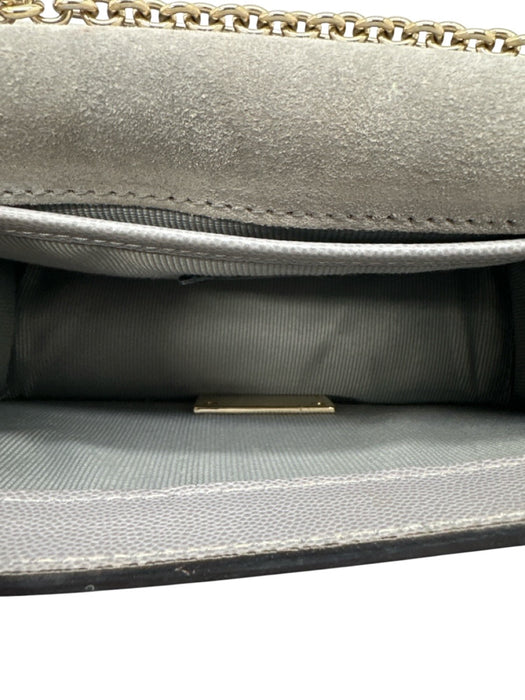 Furla Gray & Gold Pebble Leather Gold hardware Chain Strap Flap Top Bag Gray & Gold / S