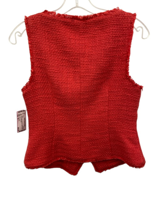Cinq a Sept Size XS Red Cotton Sleeveless Button Up Knit Fringe Vest Red / XS