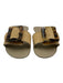 Definery Shoe Size 35 Beige & Gray Leather & Raffia Buckle Open Toe Sandals Beige & Gray / 35