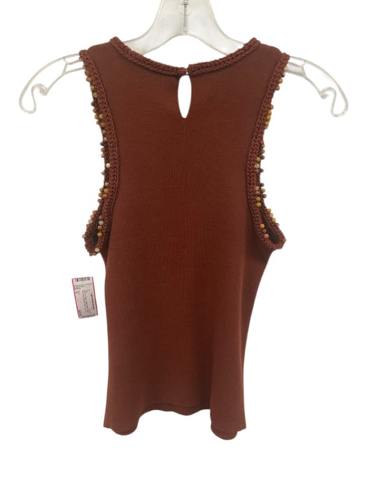 A.L.C. Size S Brown & Yellow Cotton Blend Ribbed Trim Detail Bedded Detail Top Brown & Yellow / S