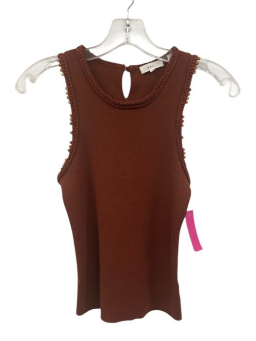 A.L.C. Size S Brown & Yellow Cotton Blend Ribbed Trim Detail Bedded Detail Top Brown & Yellow / S