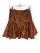 Ted Baker Size 1 Burgundy & Orange Lyocell blend Side Zip Leaf Print Flare Skirt Burgundy & Orange / 1