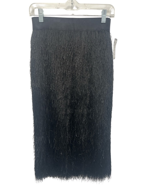 Jenni Kayne Size XS Black Polyester Elastic Waist Fringe Midi Skirt Black / XS