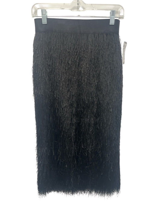 Jenni Kayne Size XS Black Polyester Elastic Waist Fringe Midi Skirt Black / XS