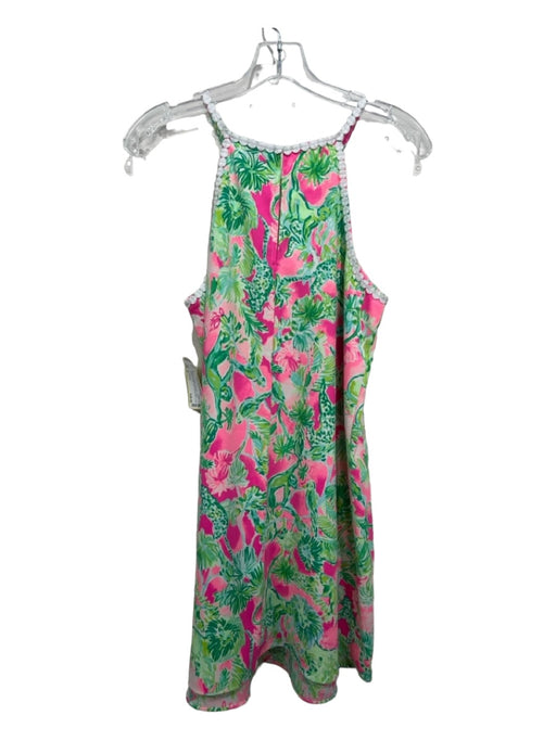 Lilly Pulitzer Size 8 Green Pink White Polyester Floral Sleeveless Dress Green Pink White / 8