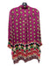 Etro Size 44 Fuchsia, Black & Multi Silk Button Up Abstract Geometric Tunic Top Fuchsia, Black & Multi / 44