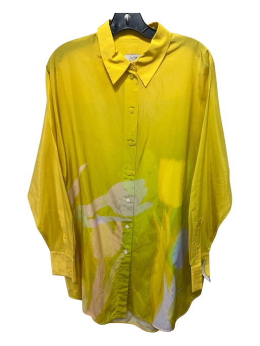 COS Size 10 Yellow Print Silk & Cotton Button Down Tulips Long Sleeve Top Yellow Print / 10