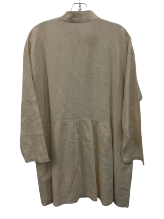 Eskandar Size 0 Cream Linen Long Sleeve Buttons stand collar Shacket Jacket Cream / 0