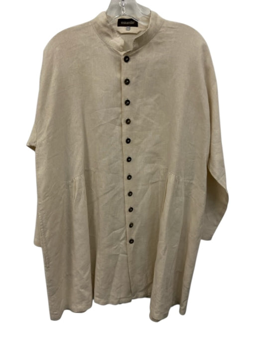 Eskandar Size 0 Cream Linen Long Sleeve Buttons stand collar Shacket Jacket Cream / 0