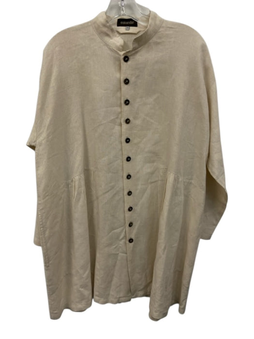 Eskandar Size 0 Cream Linen Long Sleeve Buttons stand collar Shacket Jacket Cream / 0