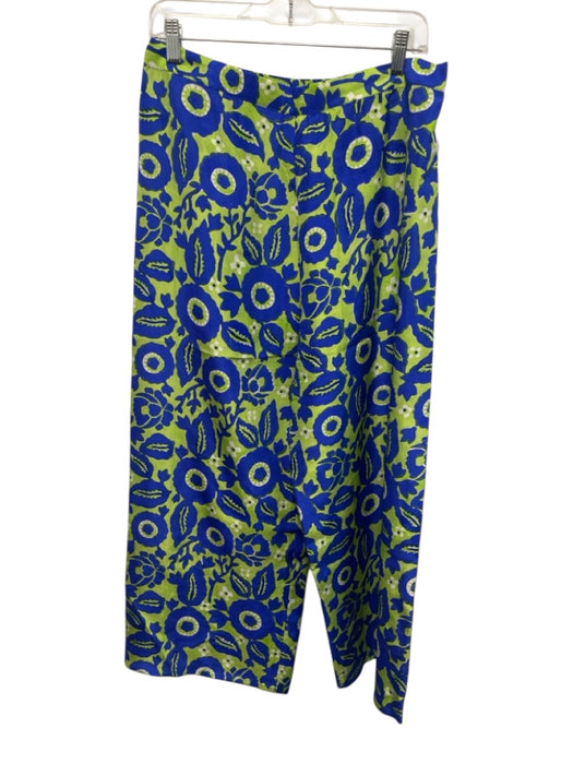 Roberta Roller Rabbit Size Large Blue & Green Silk Elastic Waist Floral Pants Blue & Green / Large