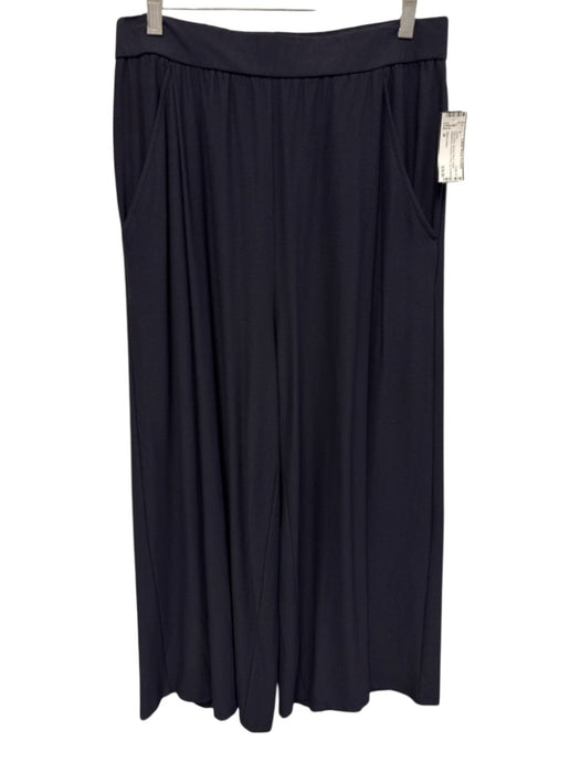 Eileen Fisher Size M Navy Blue Viscose Blend Elastic Waistband Pocketed Pants Navy Blue / M