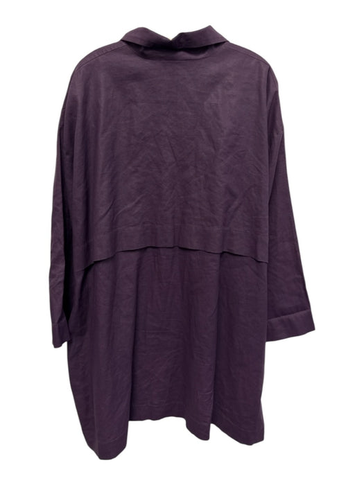 Eskandar Size 0 Purple Linen Blend Coated Button Front Collared Pocketed Coat Purple / 0