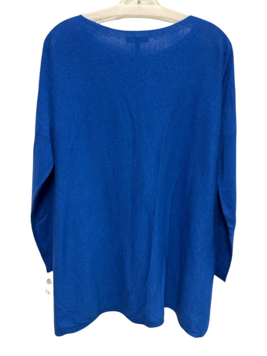 Eileen Fisher Size M Blue Missing Fabric Tag Knit Oversize Wide Neck Sweater Blue / M