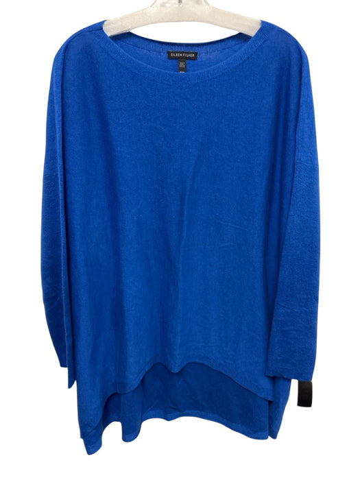 Eileen Fisher Size M Blue Missing Fabric Tag Knit Oversize Wide Neck Sweater Blue / M