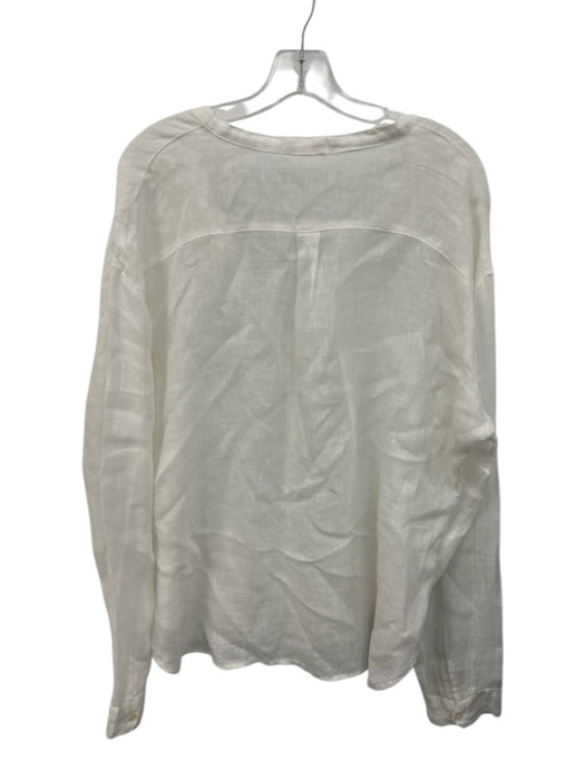CP Shades Size M White Linen Long Sleeve 1/2 Button Oversize Shirt Top White / M
