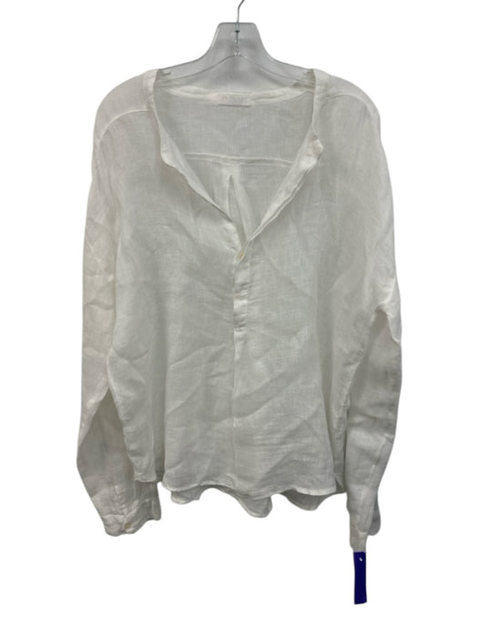 CP Shades Size M White Linen Long Sleeve 1/2 Button Oversize Shirt Top White / M