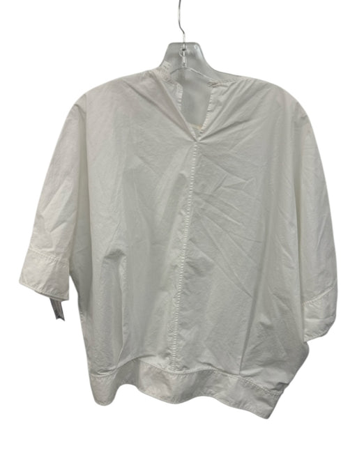 COS Size XS White Cotton 1/2 Dolman Sleeve Paneled Keyhole Back Top White / XS