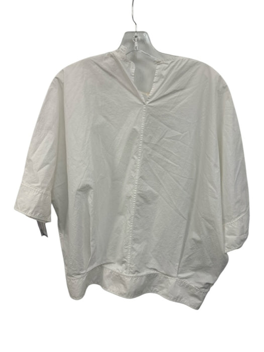 COS Size XS White Cotton 1/2 Dolman Sleeve Paneled Keyhole Back Top White / XS