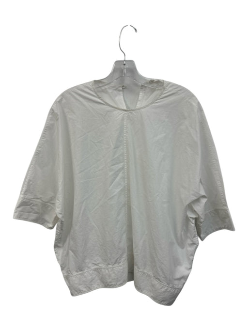 COS Size XS White Cotton 1/2 Dolman Sleeve Paneled Keyhole Back Top White / XS