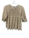 Saylor Size XS Beige & White Cotton Gingham Smocked Detail Button Back Top Beige & White / XS