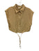 Elan Size M Beige Rayon Blend Cap Sleeve Button Front Drawstring Waist Mini Top Beige / M
