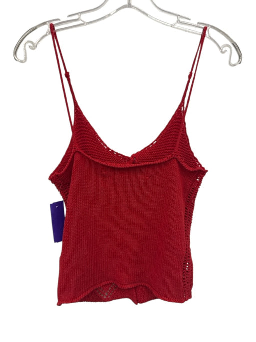 Roy Rogers Size S Red Cotton Blend Crochet Spaghetti Strap Button Front Tank Top Red / S