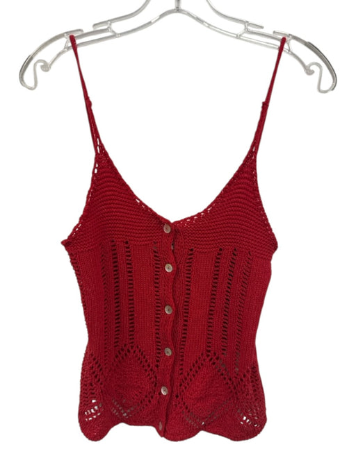 Roy Rogers Size S Red Cotton Blend Crochet Spaghetti Strap Button Front Tank Top Red / S